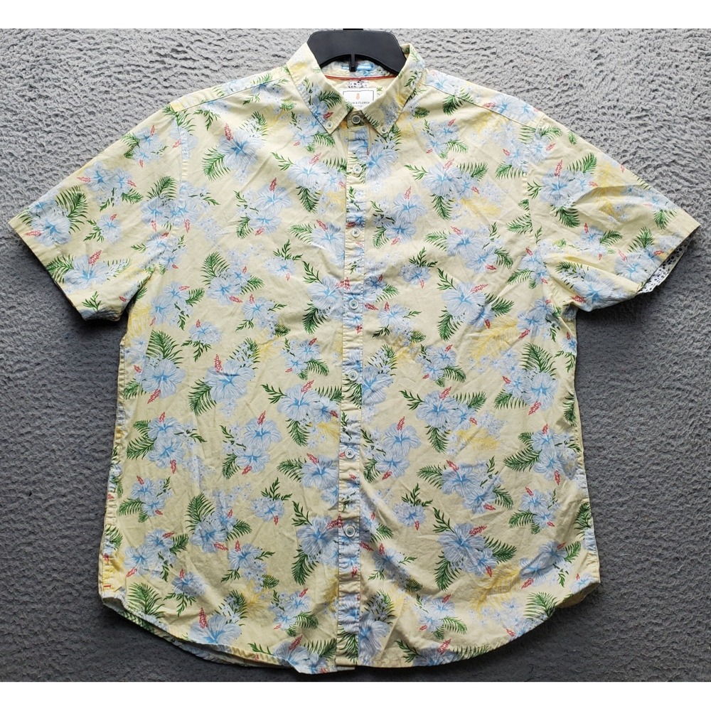 Denim & Flower Hawaiian Shirt Men's M Multicolor Floral Short Sleeve Button-Down